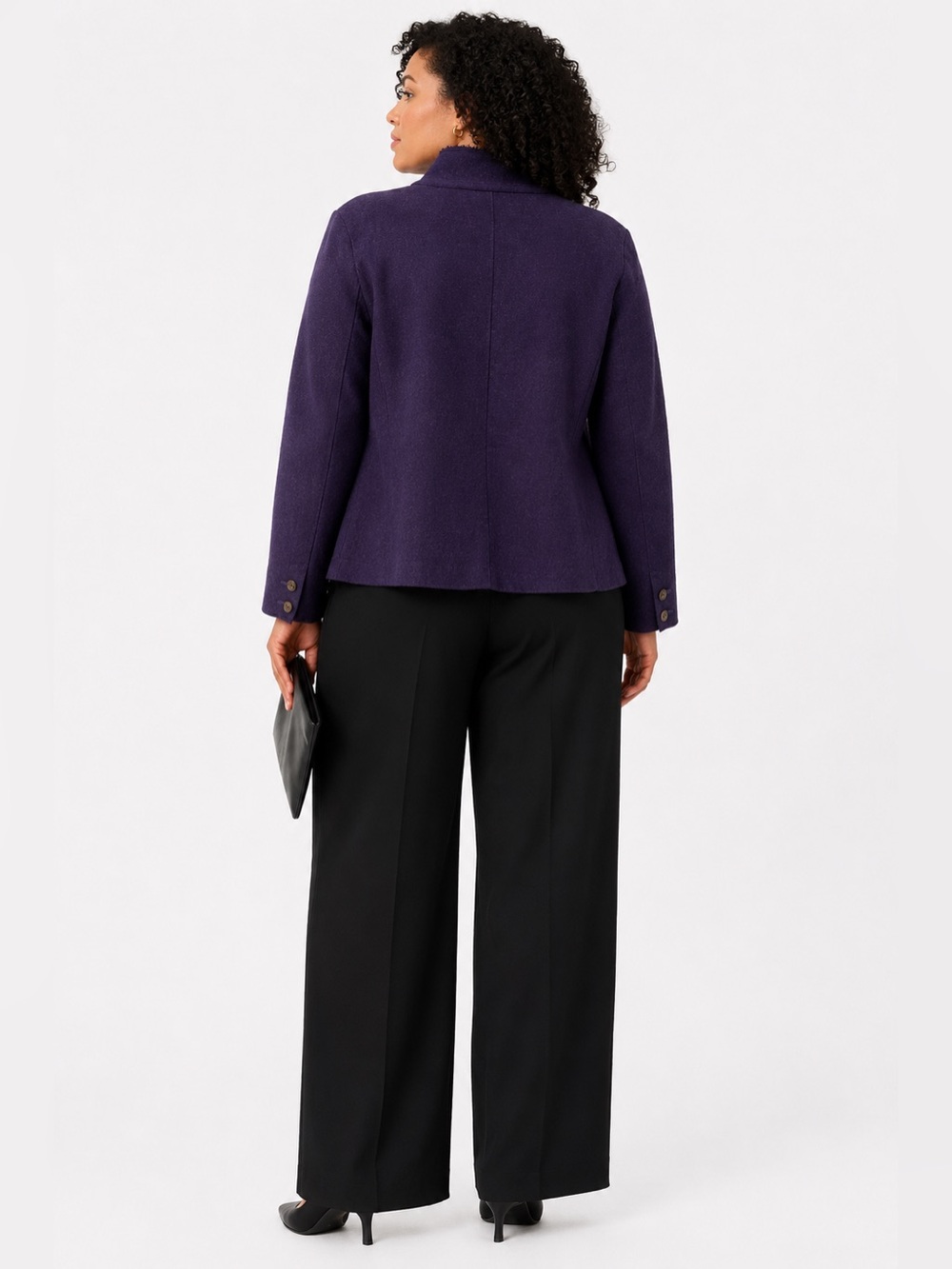 Eileen Fisher Purple 100% Merino Wool Felted Jacket XL Quiet Luxury - Picture 3 of 12